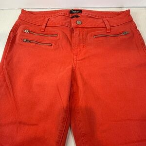 Bebe Luxe Scarlet Skinny Jeans – Made in USA – Zippered Statement Denim Elegance